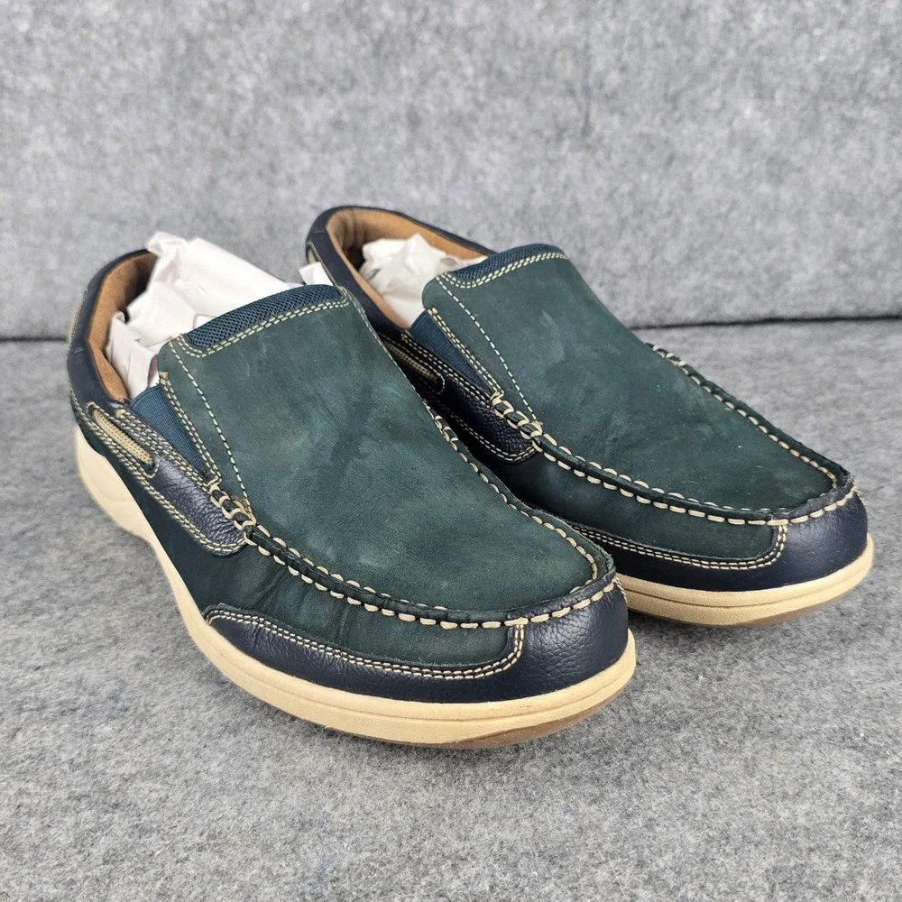 Florsheim Mens 11 M Navy Blue Suede Leather Slip On Boat Shoes Loafers 11391-410